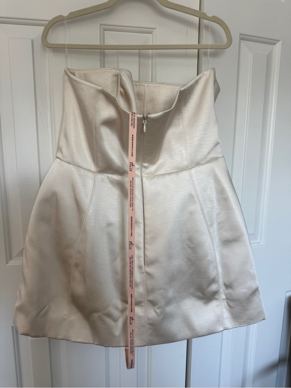 Oh Polly NWT Cream Strapless Satin Mini Dress - Picture 4 of 6